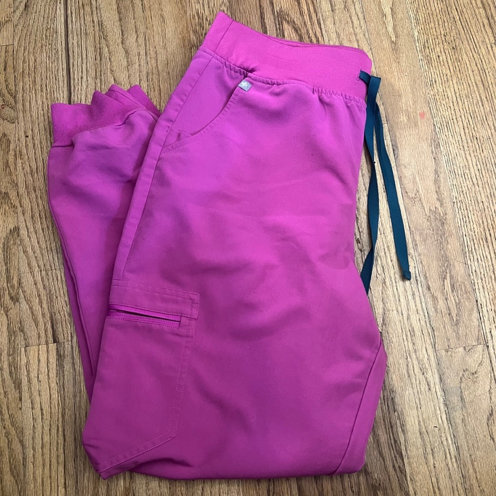 FIGS Zamora Jogger Scrub Pants Womens Large Pink High Waisted Cargo W22SW2012